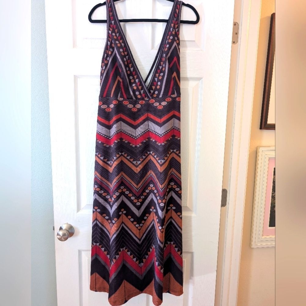 BloomChic Geometric Chevron Maxi Dress V-Neck Multicolor Size 14/16